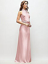 Side View Thumbnail - Ballet Pink High Cowl Neck Open-Back Stretch Satin Bias Maxi Dress