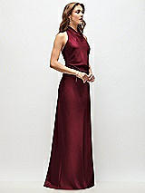 Side View Thumbnail - Cabernet High Cowl Neck Open-Back Stretch Satin Bias Maxi Dress