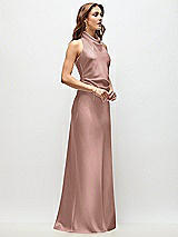 Side View Thumbnail - Neu Nude High Cowl Neck Open-Back Stretch Satin Bias Maxi Dress