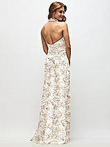Rear View Thumbnail - Golden Hour High Cowl Neck Open-Back Floral Stretch Satin Bias Maxi Dress
