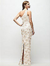 Rear View Thumbnail - Golden Hour One-Shoulder Draped Bodice Floral Stretch Satin Column Maxi Dress