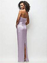 Rear View Thumbnail - Lilac Haze Strapless Draped Bodice Stretch Satin Column Maxi Dress