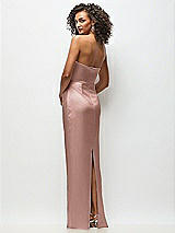 Rear View Thumbnail - Neu Nude Strapless Draped Bodice Stretch Satin Column Maxi Dress