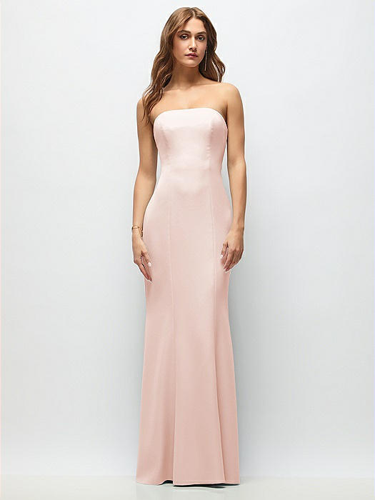 Strapless Fit and Flare Crepe Maxi Dress