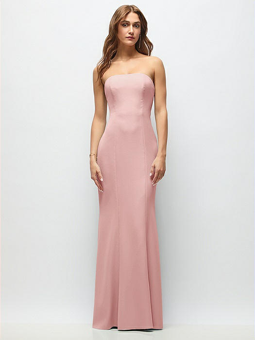 Strapless Fit and Flare Crepe Maxi Dress