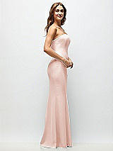 Side View Thumbnail - Blush Strapless Fit and Flare Crepe Maxi Dress