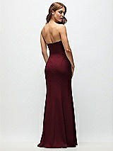Rear View Thumbnail - Cabernet Strapless Fit and Flare Crepe Maxi Dress