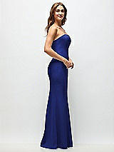 Side View Thumbnail - Cobalt Blue Strapless Fit and Flare Crepe Maxi Dress