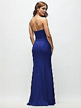 Rear View Thumbnail - Cobalt Blue Strapless Fit and Flare Crepe Maxi Dress