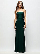 Front View Thumbnail - Evergreen Strapless Fit and Flare Crepe Maxi Dress