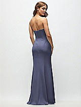 Rear View Thumbnail - French Blue Strapless Fit and Flare Crepe Maxi Dress