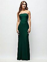 Front View Thumbnail - Hunter Green Strapless Fit and Flare Crepe Maxi Dress