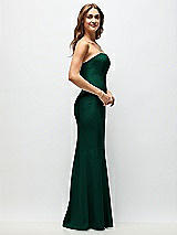 Side View Thumbnail - Hunter Green Strapless Fit and Flare Crepe Maxi Dress