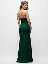 Rear View Thumbnail - Hunter Green Strapless Fit and Flare Crepe Maxi Dress