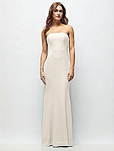 Front View Thumbnail - Ivory Strapless Fit and Flare Crepe Maxi Dress