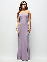 Front View Thumbnail - Lilac Haze Strapless Fit and Flare Crepe Maxi Dress