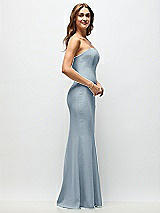 Side View Thumbnail - Mist Strapless Fit and Flare Crepe Maxi Dress