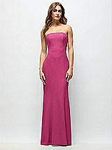 Front View Thumbnail - Tea Rose Strapless Fit and Flare Crepe Maxi Dress