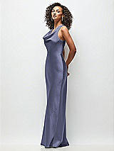 Side View Thumbnail - French Blue Cowl Neck Criss-Cross Back Satin Maxi Dress