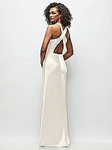 Rear View Thumbnail - Ivory Cowl Neck Criss-Cross Back Satin Maxi Dress