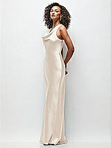 Side View Thumbnail - Oat Cowl Neck Criss-Cross Back Satin Maxi Dress