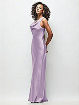 Side View Thumbnail - Pale Purple Cowl Neck Criss-Cross Back Satin Maxi Dress