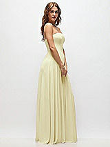 Side View Thumbnail - Butter Yellow Strapless Basque Drop Waist Chiffon Maxi Dress with Shirred Skirt 