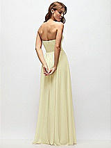 Rear View Thumbnail - Butter Yellow Strapless Basque Drop Waist Chiffon Maxi Dress with Shirred Skirt 