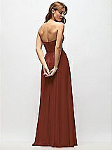 Rear View Thumbnail - Auburn Moon Strapless Basque Drop Waist Chiffon Maxi Dress with Shirred Skirt 