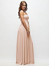 Side View Thumbnail - Cameo Strapless Basque Drop Waist Chiffon Maxi Dress with Shirred Skirt 
