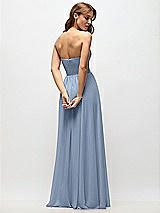 Rear View Thumbnail - Cloudy Strapless Basque Drop Waist Chiffon Maxi Dress with Shirred Skirt 