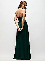 Rear View Thumbnail - Evergreen Strapless Basque Drop Waist Chiffon Maxi Dress with Shirred Skirt 