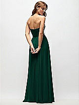 Rear View Thumbnail - Hunter Green Strapless Basque Drop Waist Chiffon Maxi Dress with Shirred Skirt 