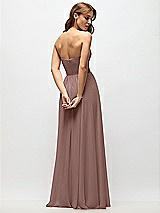Rear View Thumbnail - Sienna Strapless Basque Drop Waist Chiffon Maxi Dress with Shirred Skirt 