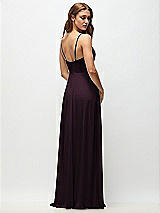 Rear View Thumbnail - Deep Plum Wrap Bodice Chiffon Maxi Dress with Adjustable Spaghetti Straps