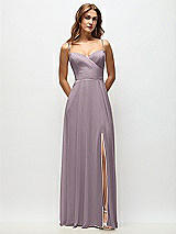 Front View Thumbnail - Lilac Dusk Wrap Bodice Chiffon Maxi Dress with Adjustable Spaghetti Straps