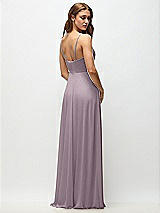 Rear View Thumbnail - Lilac Dusk Wrap Bodice Chiffon Maxi Dress with Adjustable Spaghetti Straps