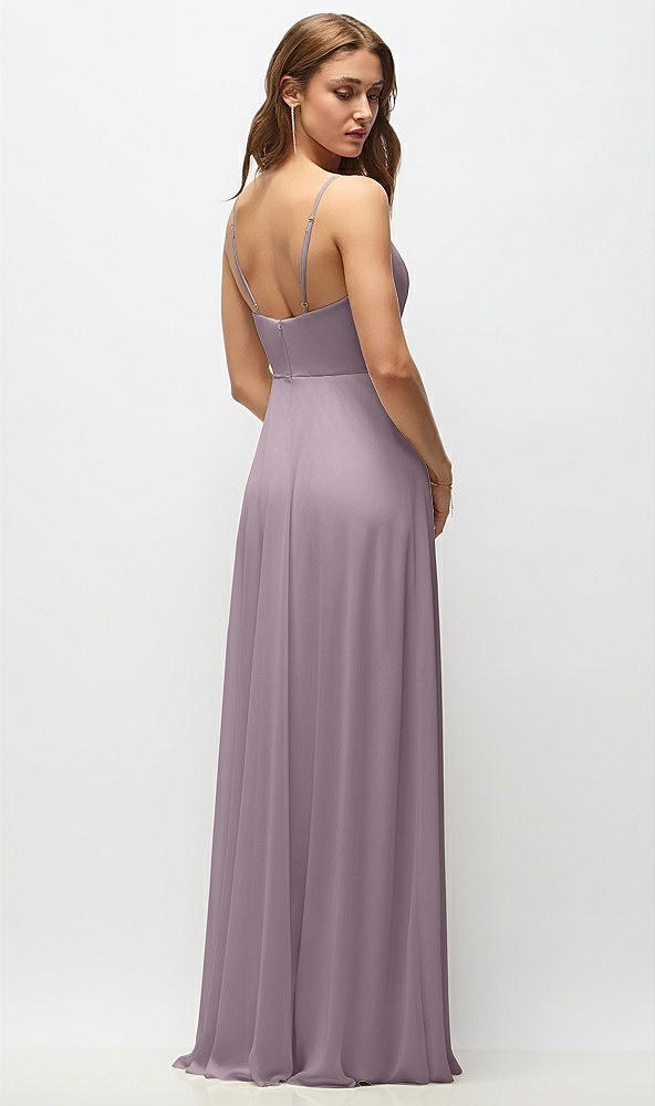 Back View - Lilac Dusk Wrap Bodice Chiffon Maxi Dress with Adjustable Spaghetti Straps