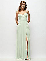 Front View Thumbnail - Mint Green Wrap Bodice Chiffon Maxi Dress with Adjustable Spaghetti Straps