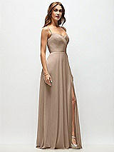 Side View Thumbnail - Topaz Wrap Bodice Chiffon Maxi Dress with Adjustable Spaghetti Straps