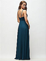 Rear View Thumbnail - Atlantic Blue Wrap Bodice Chiffon Maxi Dress with Adjustable Spaghetti Straps