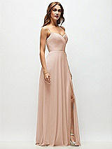 Side View Thumbnail - Cameo Wrap Bodice Chiffon Maxi Dress with Adjustable Spaghetti Straps