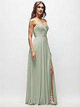 Side View Thumbnail - Celadon Wrap Bodice Chiffon Maxi Dress with Adjustable Spaghetti Straps