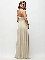 Rear View Thumbnail - Champagne Wrap Bodice Chiffon Maxi Dress with Adjustable Spaghetti Straps