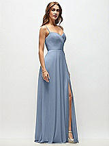 Side View Thumbnail - Cloudy Wrap Bodice Chiffon Maxi Dress with Adjustable Spaghetti Straps