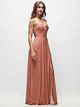 Side View Thumbnail - Desert Rose Wrap Bodice Chiffon Maxi Dress with Adjustable Spaghetti Straps