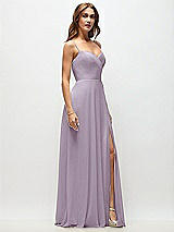 Side View Thumbnail - Lilac Haze Wrap Bodice Chiffon Maxi Dress with Adjustable Spaghetti Straps