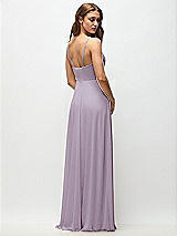 Rear View Thumbnail - Lilac Haze Wrap Bodice Chiffon Maxi Dress with Adjustable Spaghetti Straps