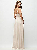 Rear View Thumbnail - Oat Wrap Bodice Chiffon Maxi Dress with Adjustable Spaghetti Straps