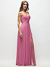 Side View Thumbnail - Orchid Pink Wrap Bodice Chiffon Maxi Dress with Adjustable Spaghetti Straps